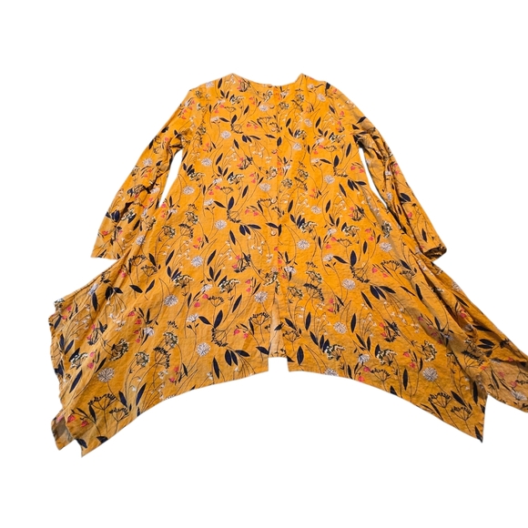 NWT Gracila Yellow Gold Print Button Back Tunic Top Or Short Dress Size 3X E44 - Picture 5 of 6